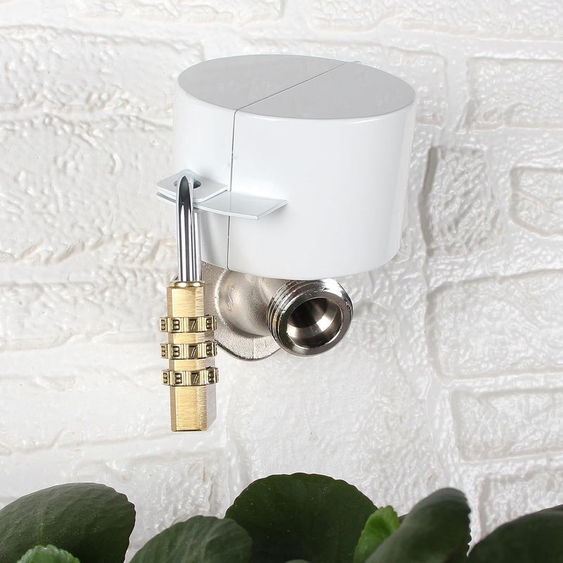 Dakekou Faucet Locks Outdoor,Hose Spigot，Made of Metal Suitable for Garden Faucets,Hose BibWater Hose,Water Faucet Lock,Prevent Water Bandit(White with Padlock) - Image 5